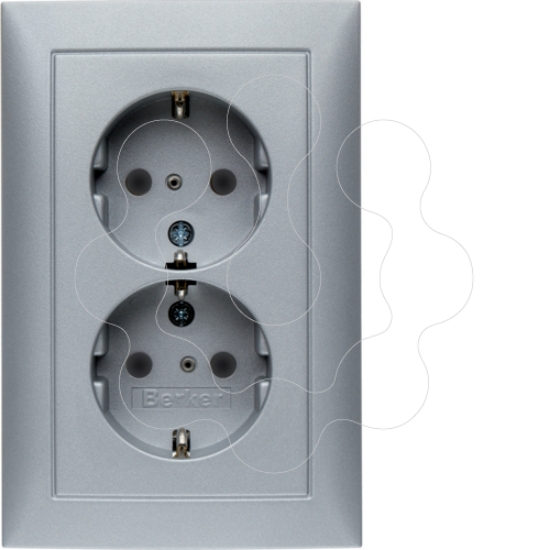 Imagem de S.1/B.x - Schuko x2 monob.obtur, alum mt