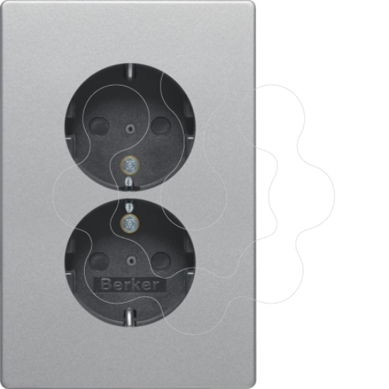 Imagem de Q.x - Schuko x2 monob. obtur, alumínio