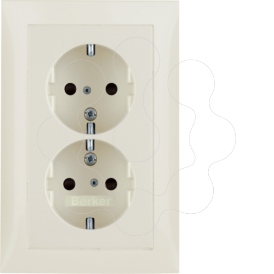 Imagem de S.1/B.x - Schuko x2 monob.obtur, creme