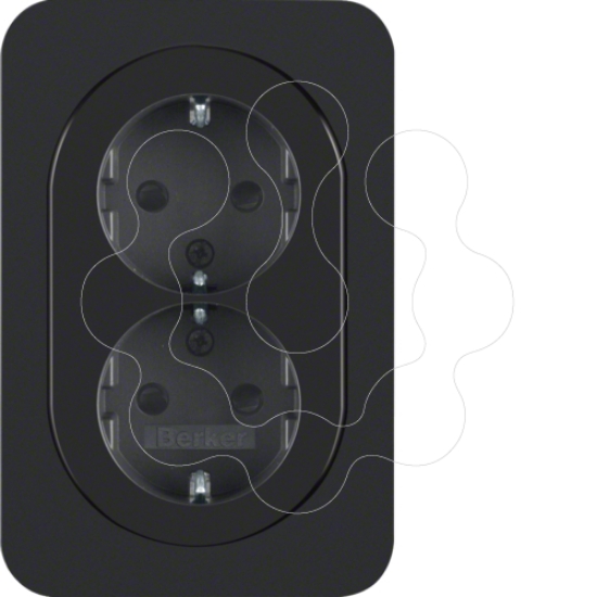 Imagem de R.1 - Schuko x2 monob. obtur, preto