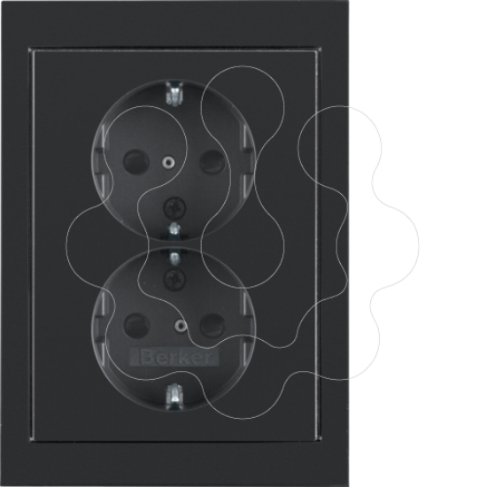 Imagem de K.1/K.5/R.3 - Schuko x2 monb.obtr, preto