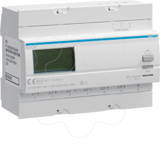 Imagem de Cont. energia trif. dir. 100A MODBUS+MID