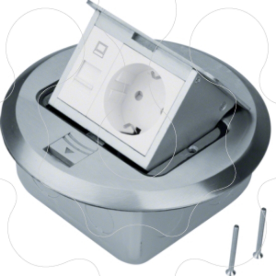 Imagem de Caixa de chão redond 1Schuko+RJ45, inox