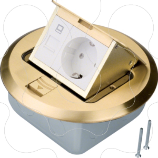 Imagem de Caixa de chão redond 1Schuko+RJ45, bronz