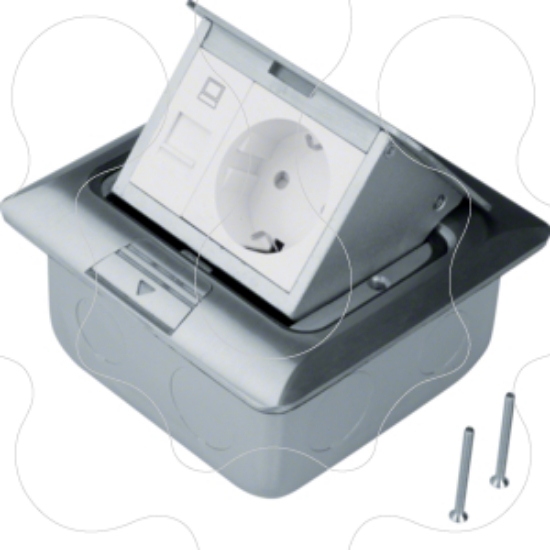 Imagem de Caixa de chão quadr 1Schuko+RJ45, inox
