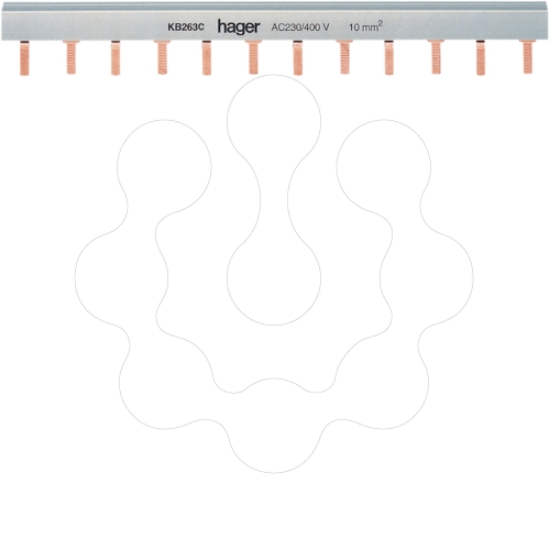 Imagem de Pente de lig. 2P 63A (pont.) 10mm2 24M