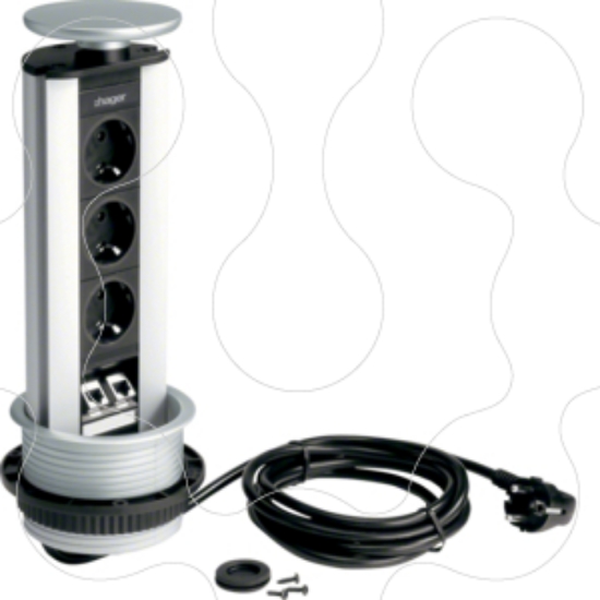 Imagem de Bloco encastr., 3xSchuko+2xRJ45 Cat.6