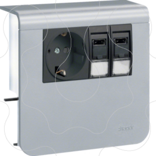 Imagem de Schuko+2xRJ45 Cat.6 SL20055, alumínio