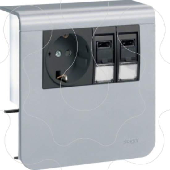 Imagem de Schuko+2xRJ45 Cat.6 SL20080, alumínio