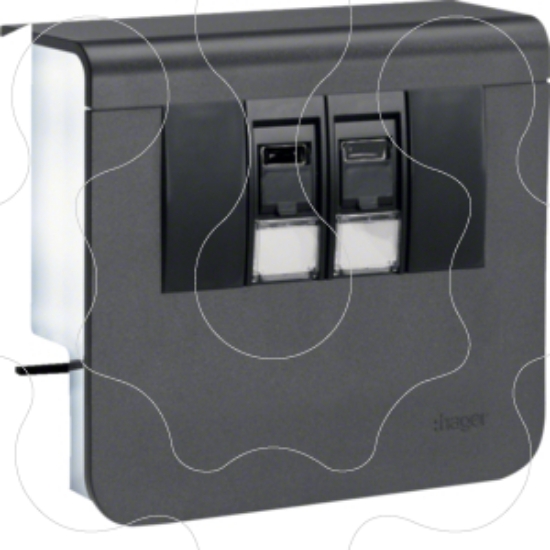 Imagem de Sup. 2xRJ45 Cat.6 SL20055, prt. grafite