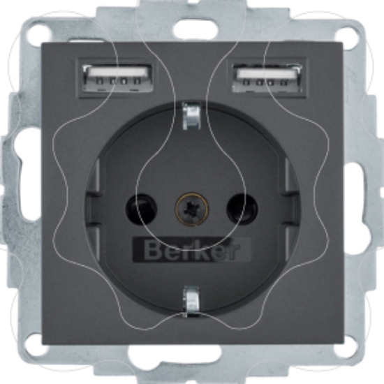 Imagem de S.1/B.x - Schuko c/ 2xUSB, antrac mate