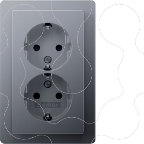 Imagem de Q.x - Schuko x2 monob. obtur, alumínio