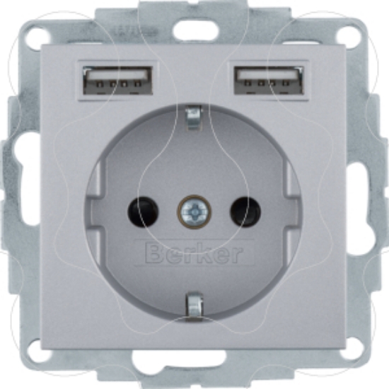 Imagem de S.1/B.x - Schuko c/ 2xUSB, alum mate
