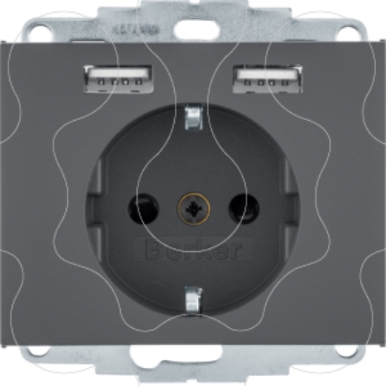 Imagem de K.1/K.5 - Schuko c/ 2xUSB, antrac mate