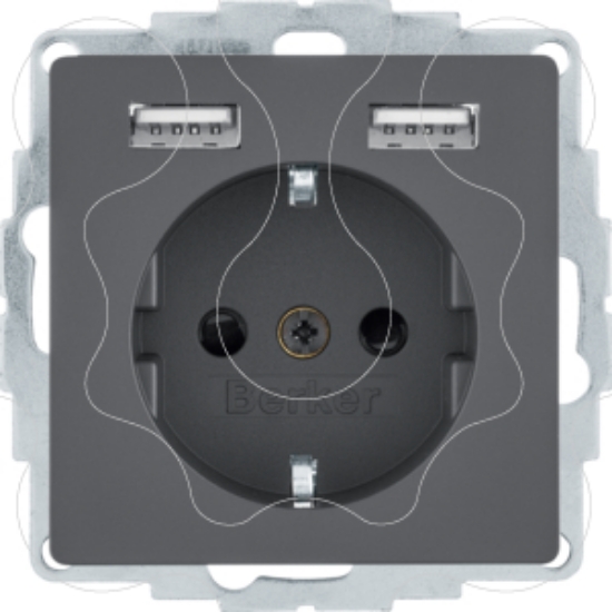 Imagem de Q.x - Schuko c/ 2xUSB, antracite