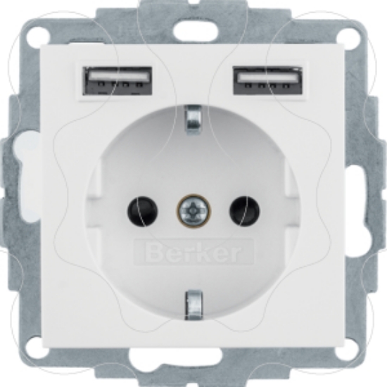 Imagem de S.1/B.x - Schuko c/ 2xUSB, branco mate