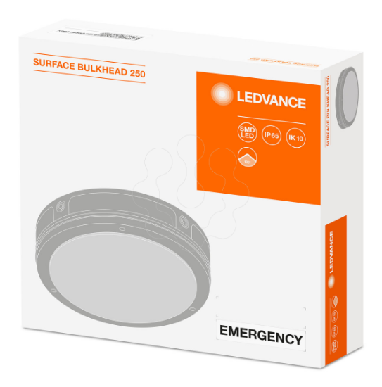 Imagem de SURFACE BULKHEAD 250 EMERGENCY 10 W 4000 K BK IP65