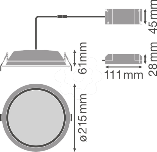 Imagem de DOWNLIGHT ALU EMERGENCY DN200 25 W 6500 K AT 3H WT