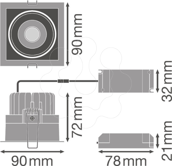 Imagem de SP SQUARE DK ADJ 8W 3000K FL WT
