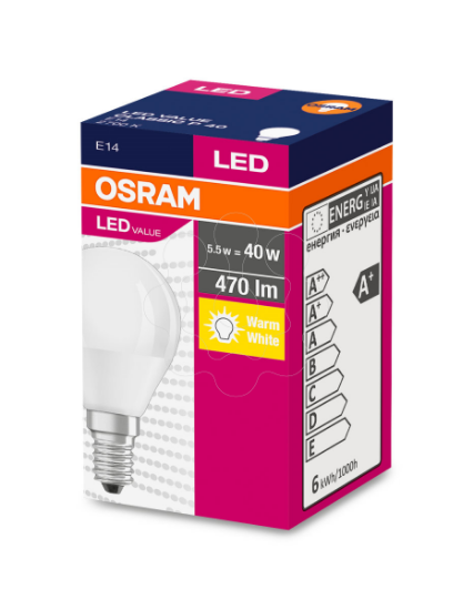 Imagem de LED VALUE CL P  FR 40 Non-dim   5,7W 827 E14