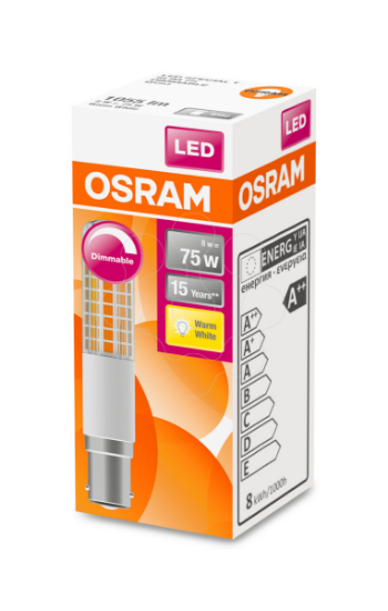 Imagem de LED SPECIAL T SLIM DIM 75 320° 8 W/2700K B15d