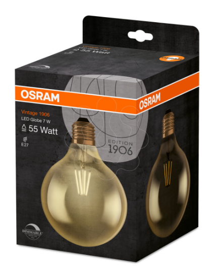 Imagem de Vintage 1906 LED dim CL GLOBE125  FIL GOLD 55 dim  7,5W 825 E27