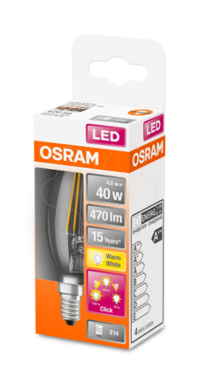 Imagem de LED THREE STEP DIM CLASSIC B 40 4 W/2700K E14