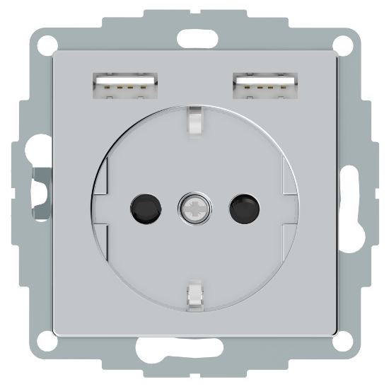 Imagem de Schuko + 2 cargador USB 2,4A eleg Alumin