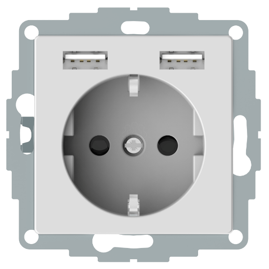 Imagem de Schuko + 2 cargador USB 2,4A eleg Bl.act