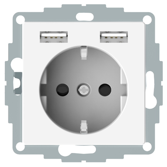 Imagem de Schuko + 2 cargador USB 2,4A eleg Marfil