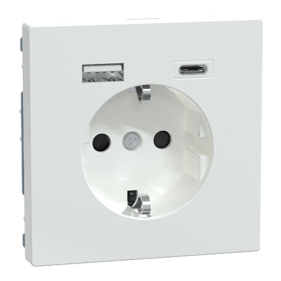 Imagem de D-Life - Tomada 2P+T + carregador USB 2.0 + USB 3.1 - 3A - Branco