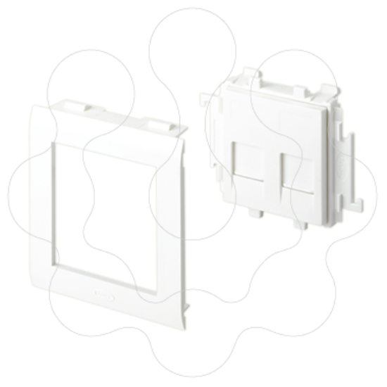 Imagem de 93 Placa plana 2 RJ45 branco 65 U24X