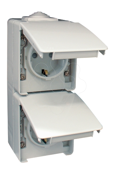 Imagem de TOMADA DUPLA SCHUKO VERTICAL C/OBT CINZENTA
