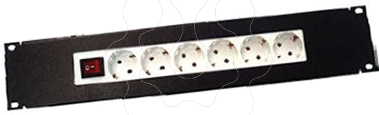 Imagem de Régua de Energia de 6 Tomadas Schuko com Interruptor 2U   B J023