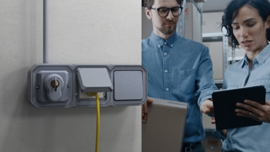Imagem de Plexo IP 55 componível - Interruptor chave Ronis Nº 455 - 3 posições, Cinzento