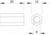 Imagem de União distanciadora M6x20mm, Zn, G