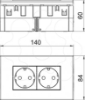 Imagem de Unidade de tomadas Modul 45 duplo 84x140x59mm PC branco puro 9010