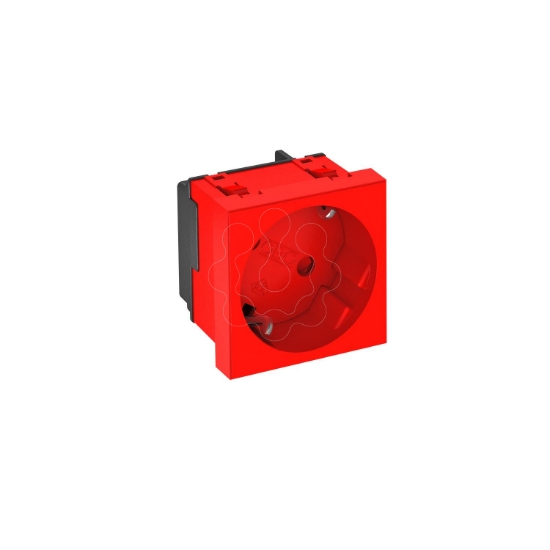 Imagem de Tomada 33° simples Alveolos protegidos 250V 10/16A PC vermelho 3001