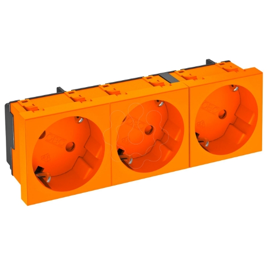 Imagem de Tomada 33° tripla Alveolos protegidos 250V 10/16A PC cor de laranja 2004