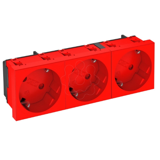 Imagem de Tomada 33° tripla Alveolos protegidos 250V 10/16A PC vermelho 3001