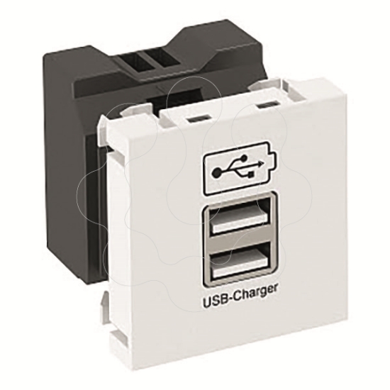 Imagem de Carregador USB com corrente de 21 A 45x45mm PC branco puro 9010