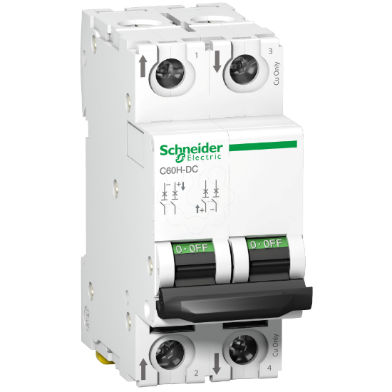 Imagem de miniature circuit breaker - C60H - 2 poles - 63 A - C curve