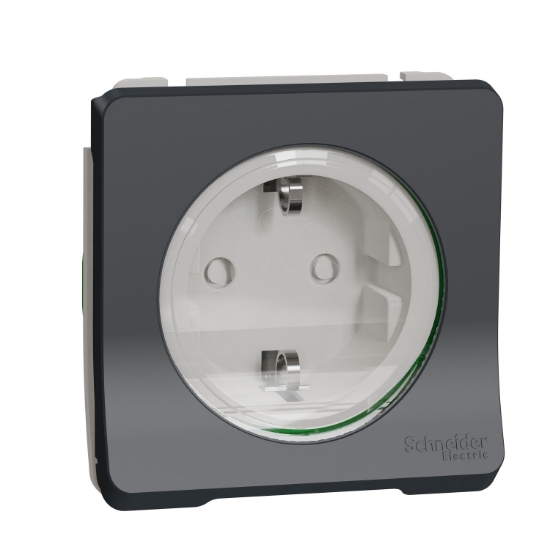 Imagem de Mureva Styl - Tomada 2P+T com obturadores - encastrar/saliente - IP55 - 16A - Cinzento