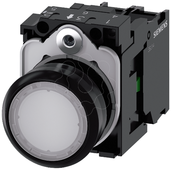 Imagem de Botão de pressão, iluminado, 22mm, redondo, plástico, transparente, 1NA, 230V CA