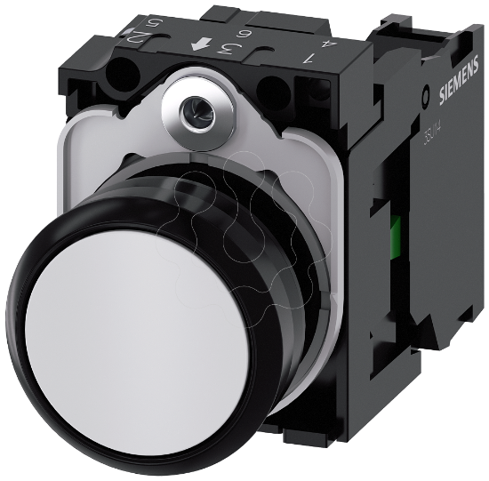 Imagem de Botão de pressão iluminado, 22mm, redondo, plástico, verde, 1NA, 24V CA/CC