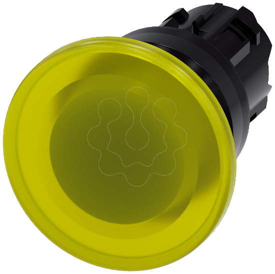 Imagem de Botão cogumelo, iluminado, 22mm, redondo, plástico, verde, 40mm