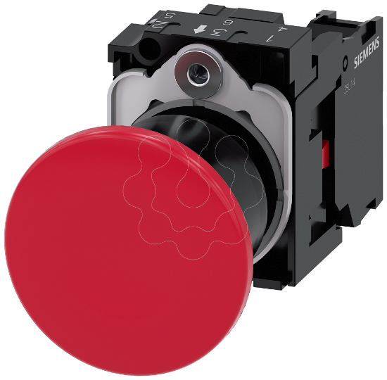 Imagem de Botão cogumelo, 22mm, redondo, plástico, vermelho, 1NA+1NF