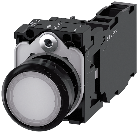 Imagem de Botão de pressão, iluminado, 22mm, redondo, plástico, transparente, 1NA+1NF, 24V CA/CC