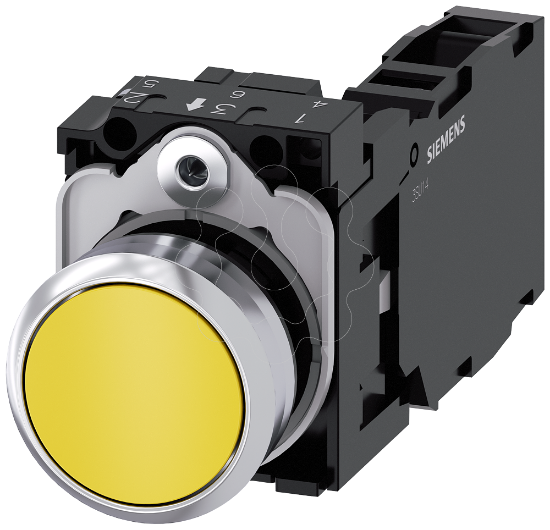 Imagem de Botão de pressão, 22mm, redondo, metal, alto brilho, verde, 1NA+1NF