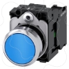 Imagem de Botão de pressão, 22mm, redondo, metal, alto brilho, azul, botão de pressão, 1NA+1NF